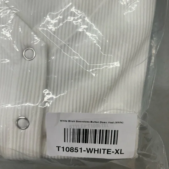 New White Birch Sleeveless Snap Down Vest in White Size XL - Picture 8 of 9